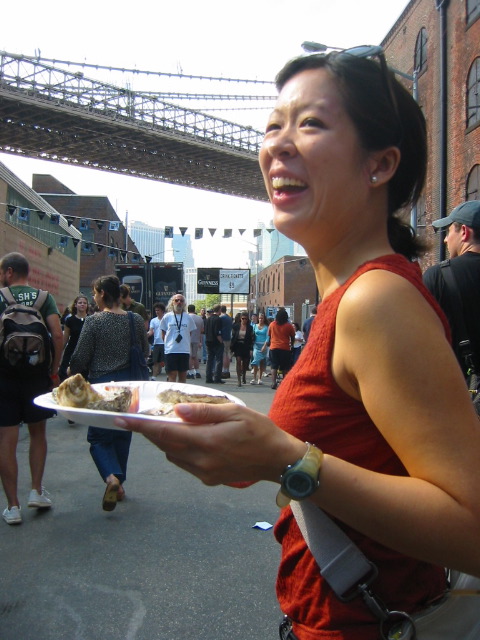 Lisa and oysters on Water St.