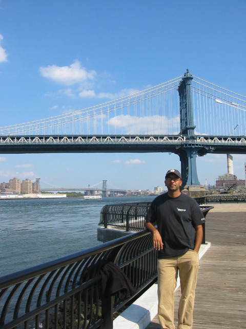 Salim, with the Manhattan Bridge in the background.