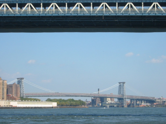 Williamsburg Bridge, with the Manhattan Bridge in the foreground.