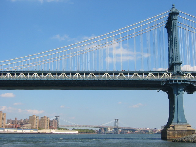 Williamsburg Bridge, with the Manhattan Bridge in the foreground.