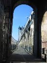 South pedestrian walkway of the Manhattan Bridge.