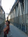 Lisa on the Manhattan Bridge.