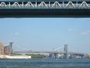 Williamsburg Bridge, with the Manhattan Bridge in the foreground.