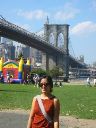 Lisa, with the Brooklyn Bridge in the background.